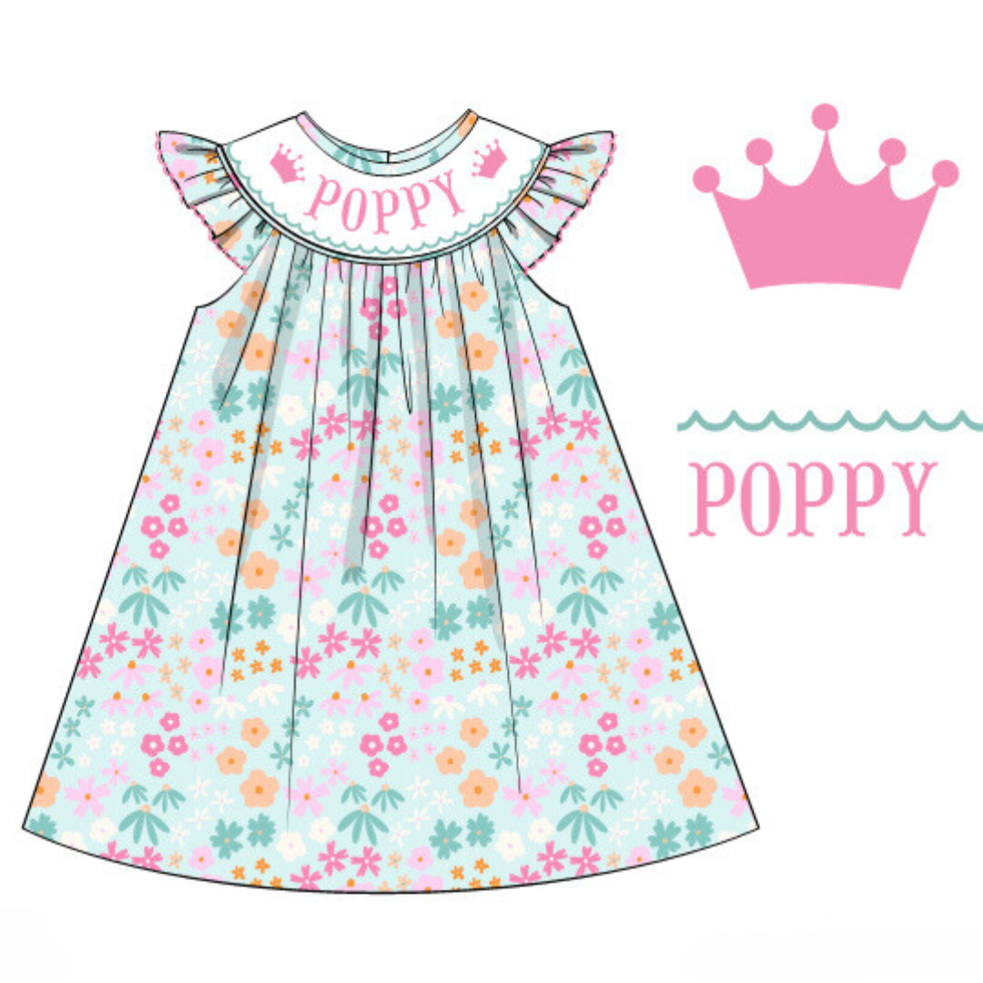 Teal Floral Crown Dress Preorder